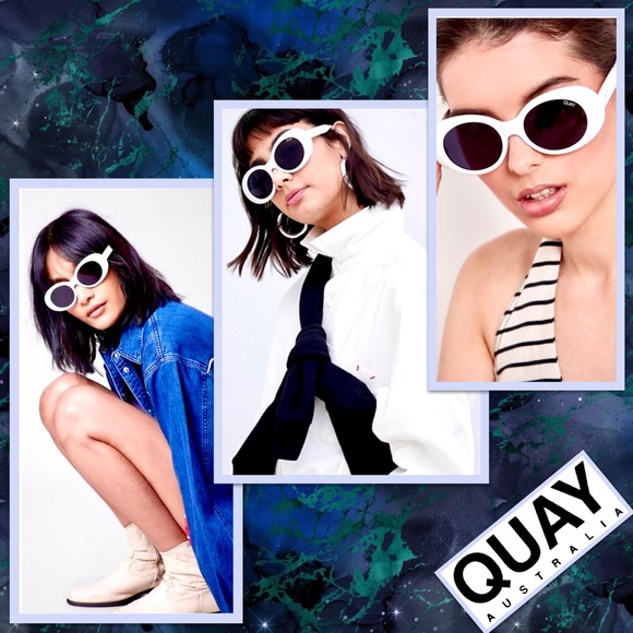 Quay Australia White Oval Sunglasses with Dark Lenses main image 9
